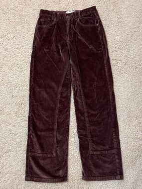 We The Free Risk Taker High Rise Straight Corduroy Pants in Deep Brown